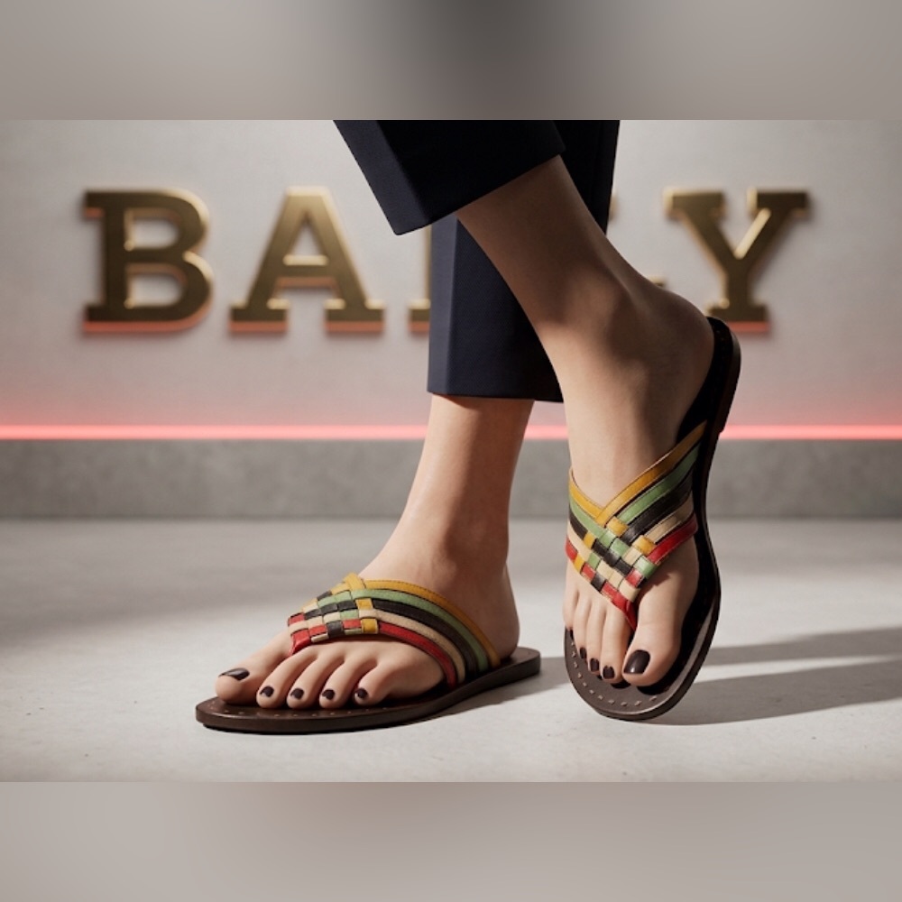 Authentic Bally luxury designer colorful leather sandals sz 9